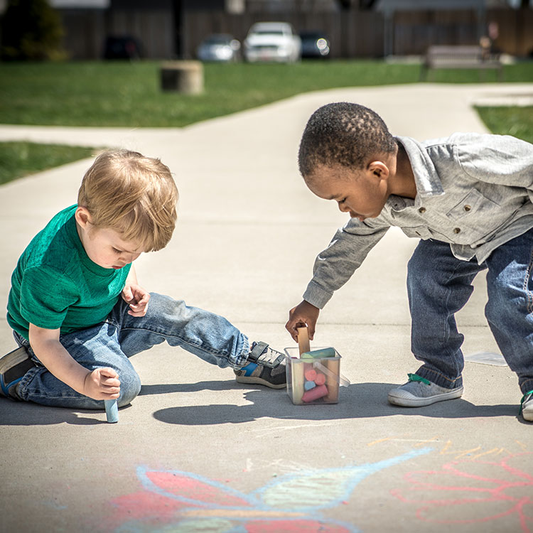 Boys Playing With Chalk
